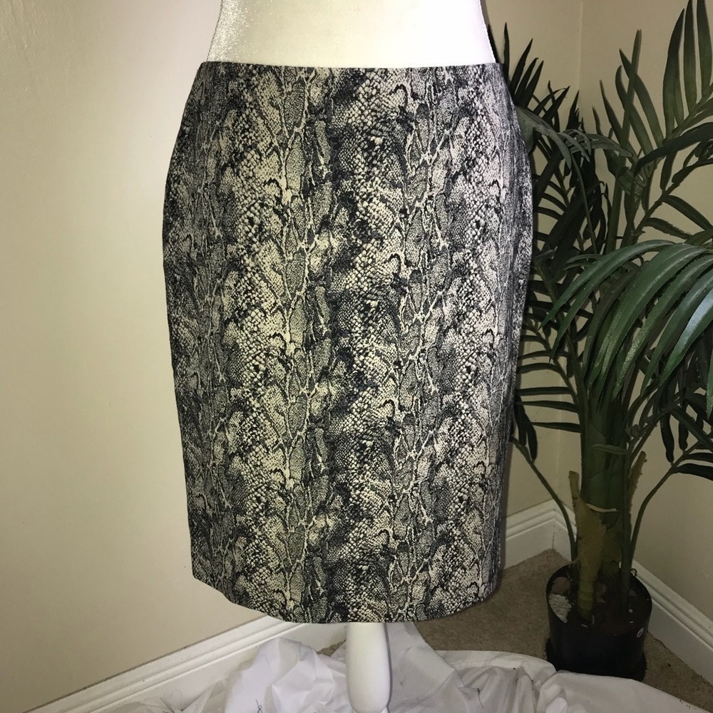 Talbots Snakeskin Print Women Pencil Skirt 6 P 6P Petite Black Tan*